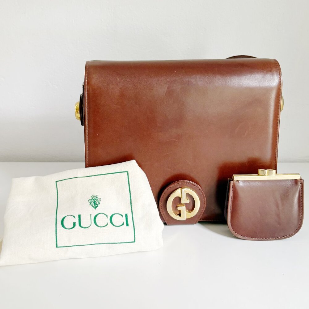 Gucci Blondie Purse with GG Medallion and Original Coin Purse, Early 1970s Gucci